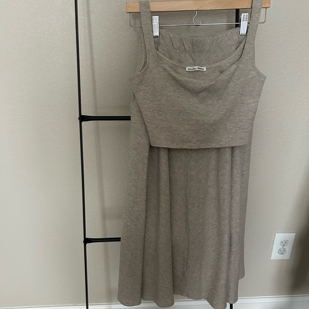 Reformation midi skirt set with matching crop tank
